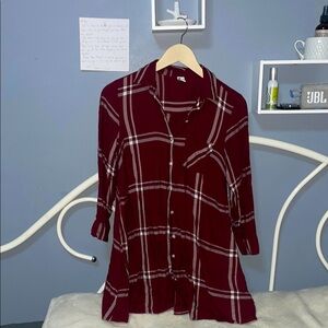 Old Navy Maroon Plaid Shirt
